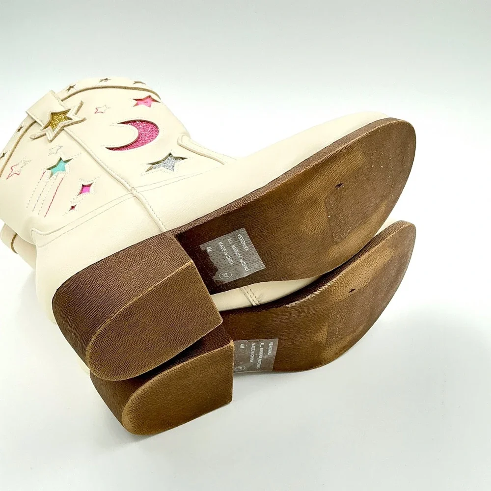 Jellypop Girls Size 1 Boots Cream Moon Star Glitter NEW Veronika Kids $50